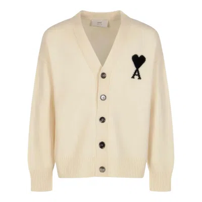 Ami Alexandre Mattiussi Black Adc Cardigan In Neutral