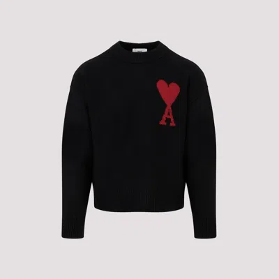 Ami Alexandre Mattiussi Adc Logo-intarsia Virgin Wool Sweater In Black