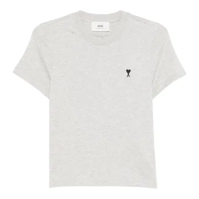 Ami Alexandre Mattiussi Tshirt Ami Paris De Coeur Contraste Cropped In Gray