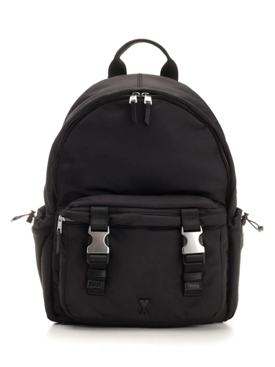 Ami Alexandre Mattiussi Black Ami De Coeur Backpack