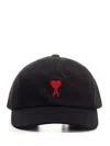 Ami Alexandre Mattiussi Casquette Broderie Ami Paris De Coeur Rouge In Black