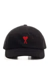 Ami Alexandre Mattiussi Casquette Broderie Ami Paris De Coeur Rouge In Black