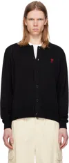 Ami Alexandre Mattiussi Black Ami De Coeur Cardigan In 001 Wool Gabardine B