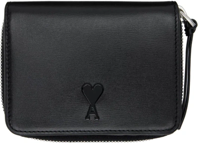 Ami Alexandre Mattiussi Black Ami De Coeur Compact Wallet In Black/001