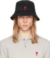 Ami Alexandre Mattiussi Black Ami De Coeur Embroidery Bucket Hat In Black/001