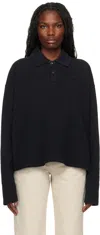 Ami Alexandre Mattiussi Black Ami De Coeur Long Sleeves Polo In Black/001