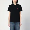 Ami Alexandre Mattiussi Ami Paris Ami Paris De Coeur Cotton Plo Shirt In Black