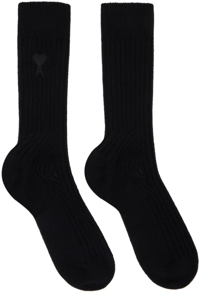 Ami Alexandre Mattiussi Black Ami De Coeur Socks In Black/001