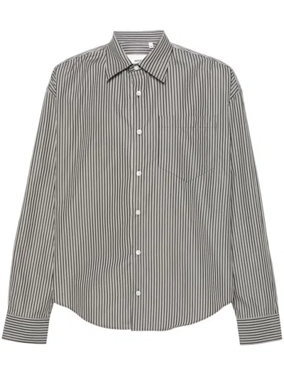 AMI ALEXANDRE MATTIUSSI BLACK AMI DE COEUR STRIPED COTTON SHIRT