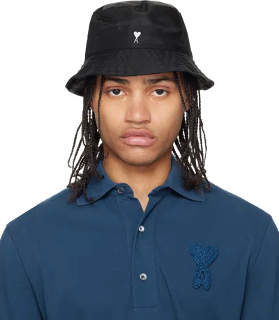 Ami Alexandre Mattiussi Black Ami De Coeur Stud Bucket Hat