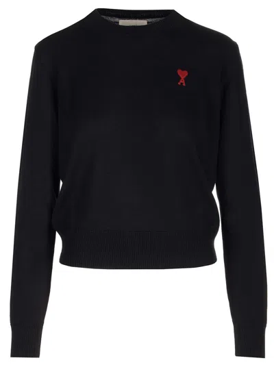 Ami Alexandre Mattiussi Black Ami De Coeur Sweater In Noir