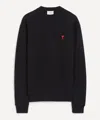 Ami Alexandre Mattiussi Ami Paris Ami De Coeur Wool Crewneck Sweater In Black