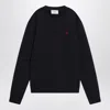 Ami Alexandre Mattiussi Ami Paris Ami De Coeur Logo Embossed Crewneck Sweatshirt In Black