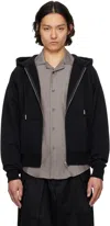 Ami Alexandre Mattiussi Black Ami De Coeur Tonal Hoodie In 001 Wool Gabardine B