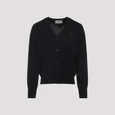 AMI ALEXANDRE MATTIUSSI BLACK AMI DE COEUR WOOL CARDIGAN