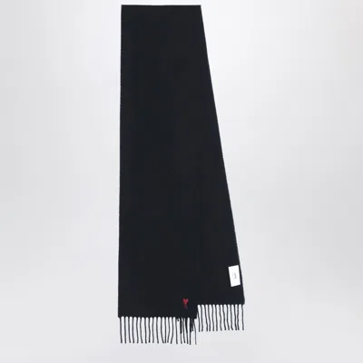 Ami Alexandre Mattiussi Black Ami De Coeur Wool Scarf