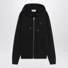 Ami Alexandre Mattiussi Zip-up Hoodie With Kangaroo Pocket And Drawstring Hood In Black