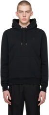 Ami Alexandre Mattiussi Hooded Cotton Sweatshirt With Kangaroo Pocket And Ribbed Finish In 001 Black