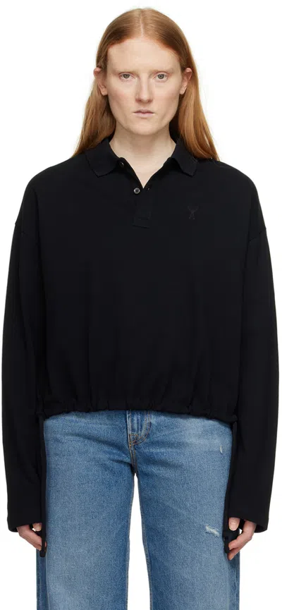 Ami Alexandre Mattiussi Black Ami De Cœur Polo In Black/001