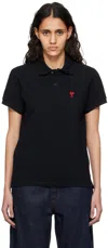 Ami Alexandre Mattiussi Black Ami De Cœur Polo In Black/001