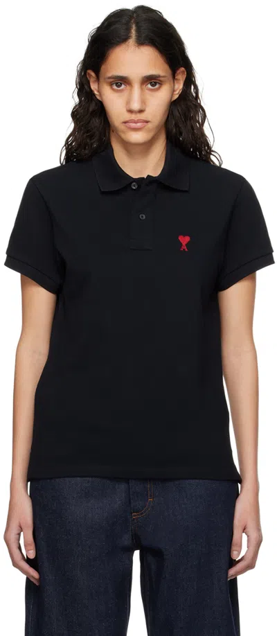 Ami Alexandre Mattiussi Black Ami De Cœur Polo In Black/001