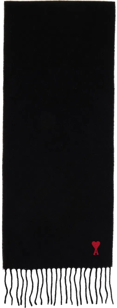 Ami Alexandre Mattiussi Black Ami De Cœur Scarf In Black/001