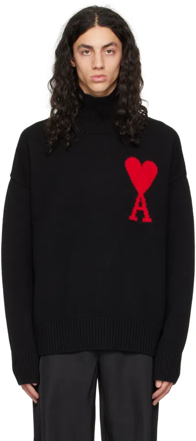 AMI ALEXANDRE MATTIUSSI BLACK AMI DE CŒUR TURTLENECK