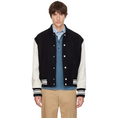 Ami Alexandre Mattiussi Black & Off-white Ami De Coeur Padded Teddy Jacket In 001 Noir