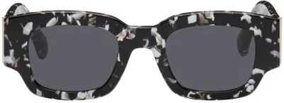 Ami Alexandre Mattiussi Black & White Classical Ami De Cœur Sunglasses In Black/white/004