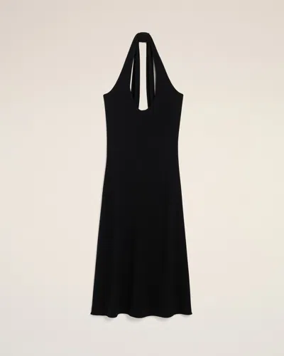 Ami Alexandre Mattiussi Black Backless Midi Jersey Dress Black