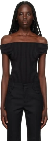 Ami Alexandre Mattiussi Black Bare Shoulder Bodysuit In 001 Black