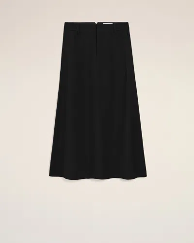 Ami Alexandre Mattiussi Black Blended Linen Tailor Construction Long Trapeze Skirt Black In Multi