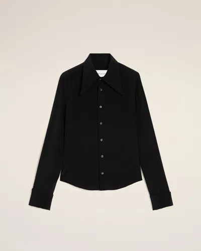 Ami Alexandre Mattiussi Black Blended Silk Sharp Collar Adjusted Shirt Black