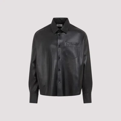 Ami Alexandre Mattiussi Black Boxy Fit Leather Jacket
