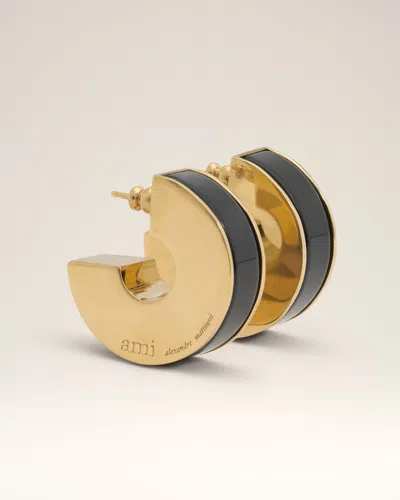 Ami Alexandre Mattiussi Black Brass Rivage Hoops Black
