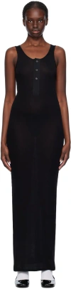 Ami Alexandre Mattiussi Black Button Maxi Dress In Black/001