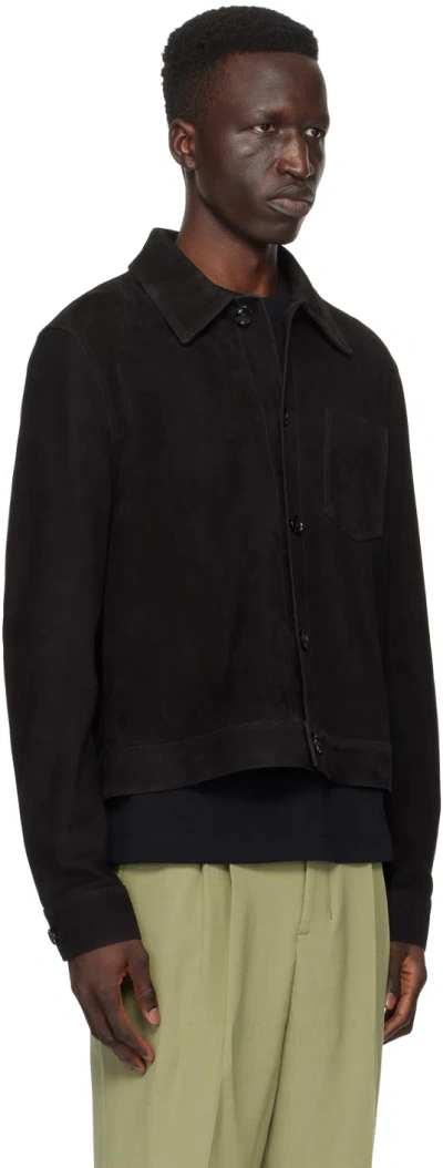 Ami Alexandre Mattiussi Black Buttoned Leather Jacket In Black/001