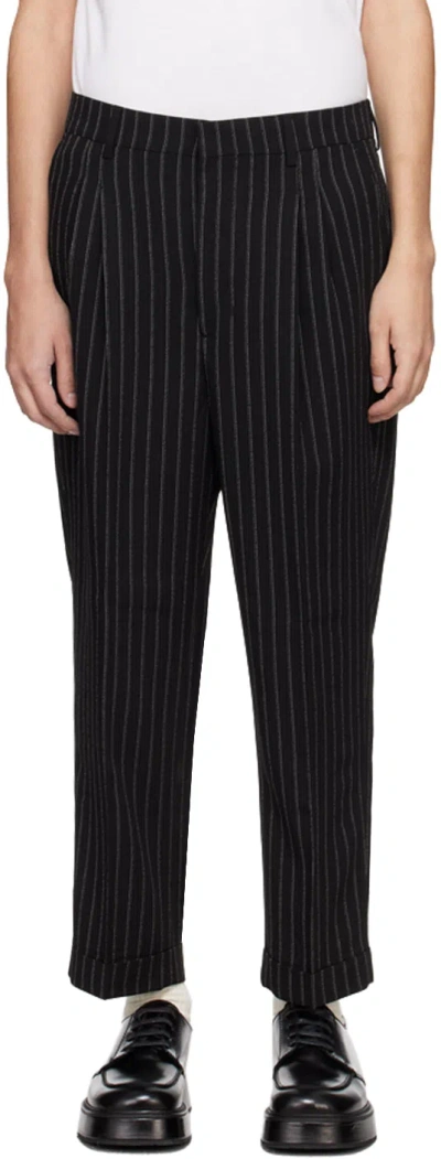 Ami Alexandre Mattiussi Black Carrot-fit Trousers In Black/chalk/0013