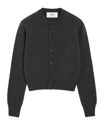 AMI ALEXANDRE MATTIUSSI BLACK CASHMERE AMI DE COEUR CARDIGAN
