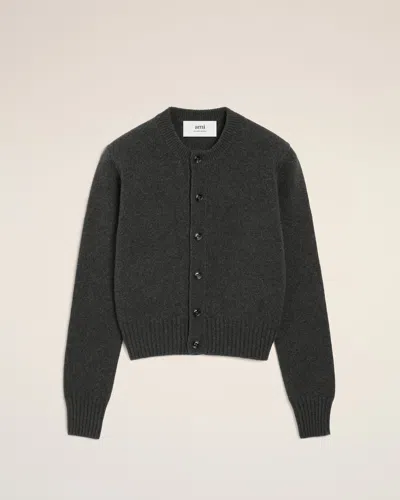Ami Alexandre Mattiussi Black Cashmere Ami De Coeur Cardigan Grey In Gray