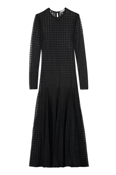 Ami Alexandre Mattiussi Black Checkered Lace Midi Dress
