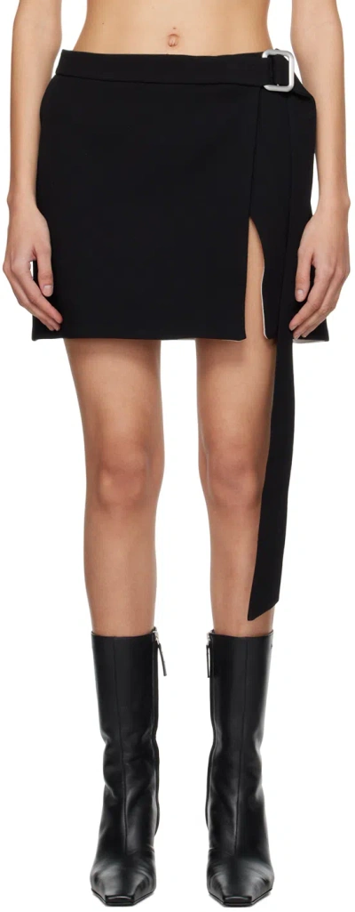 Ami Alexandre Mattiussi Black Cinch Miniskirt In Black/chalk/0013
