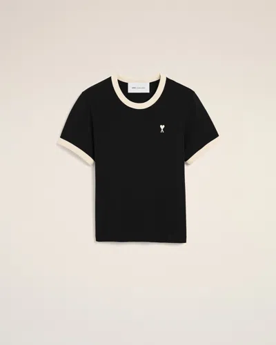 Ami Alexandre Mattiussi Black Contrasted Cotton T-shirt With Ami De Coeur Black