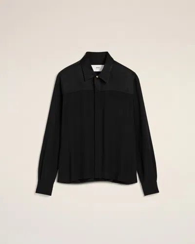 AMI ALEXANDRE MATTIUSSI BLACK CONTRASTED TOP LONG SLEEVE SHIRT BLACK