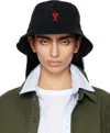 Ami Alexandre Mattiussi Ami Paris De Coeur Embroidery Bucket Hat In Black/001