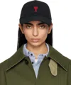 Ami Alexandre Mattiussi Casquette Broderie Ami Paris De Coeur Rouge In Black/001