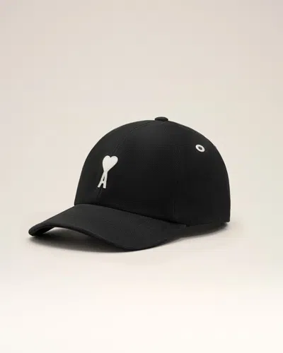 Ami Alexandre Mattiussi Black Cotton Ami De Coeur Felt Patch Cap Black In Pink