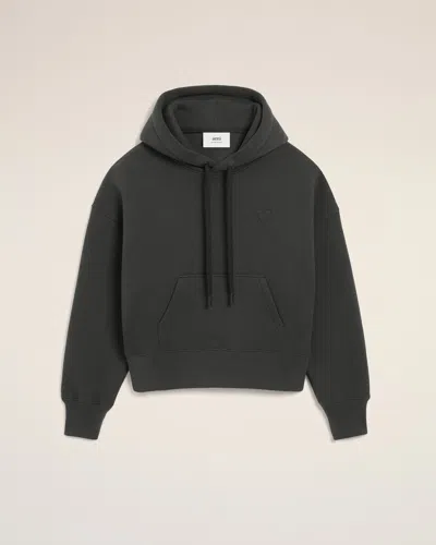 AMI ALEXANDRE MATTIUSSI BLACK COTTON AMI DE COEUR HOODIE GREY