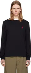 Ami Alexandre Mattiussi Ami Paris Ami De Coeur Wool Crewneck Sweater In Black