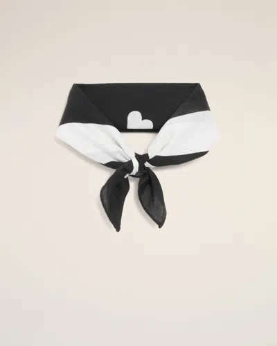 Ami Alexandre Mattiussi Black Cotton Ami De Coeur Printed Scarf Black In Neutral